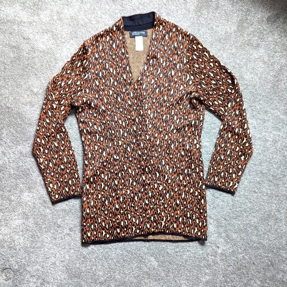 Jones New York leopard print cardigan women's Medium